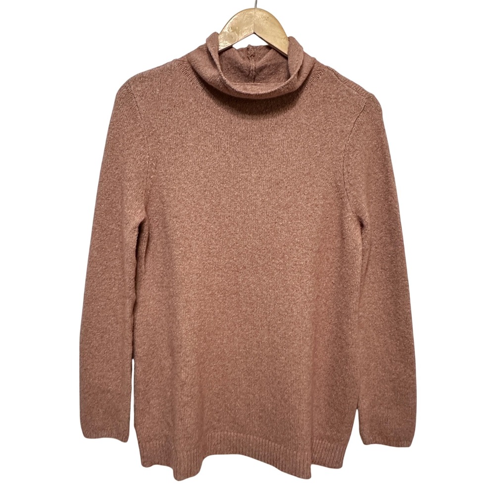 NEW J.Jill Turtleneck Sweater Womens M Rosewood Pink Cotton Wool Knit Pullover